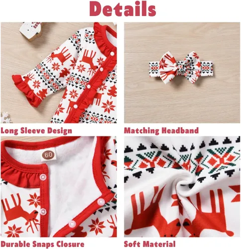 Miniatura 4 de Aalizzwell Newborn Baby Girls Christmas Romper