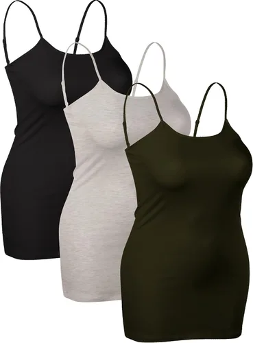 Miniatura 167 de Emmalise Camisola larga casual básica para mujer, con tirantes ajustables, top en capas