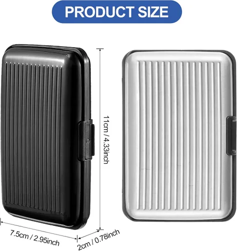 Miniatura 4 de 2 piezas de soporte delgado para tarjetas de crédito mini protector de tarjeta de crédito protector de aluminio para tarjetas de visita organizador