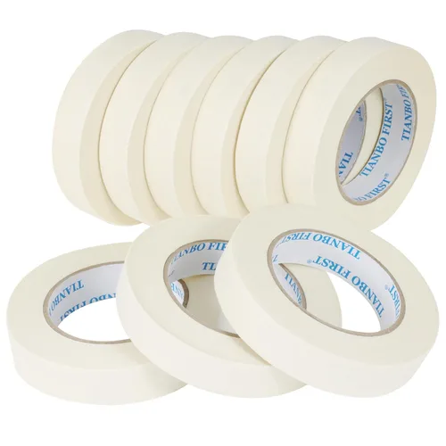Miniatura 11 de Cinta adhesiva de 0.94 pulgadas de ancho, fina cinta blanca para pintores, cinta adhesiva beige a granel para pintar el hogar, oficina, escuela