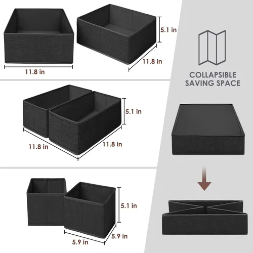 Miniatura 3 de Criusia 6 paquetes de divisores organizadores de cajones de ropa, organizador de cajones de cómoda de tela plegable para guardar ropa, organizador