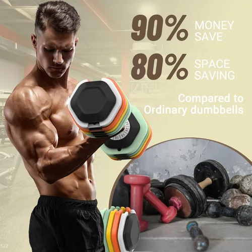 Miniatura 7 de 25/55 lbs Pair Adjustable Dumbbell Set, Adjust Dumbbell Weight for Exercises Pair Dumbbells for Men and Women in Home 55lbs-Colorido-1pc