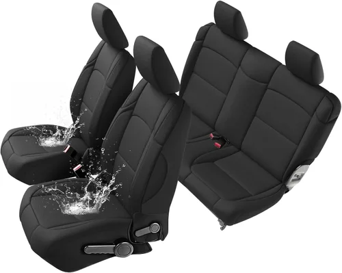 Miniatura 14 de GIANT PANDA Fundas de asiento de neopreno para Jeep Wrangler JK de 4 puertas (2007), neopreno UV y resistente al agua, juego completo de fundas