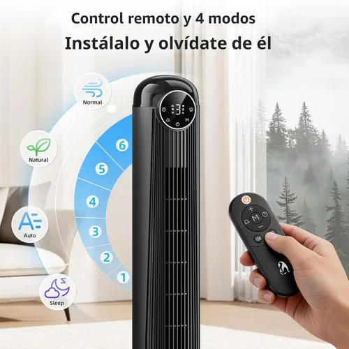 Miniatura 5 de Antarctic Star T36 Tower Fan-36 Inch, Bladeless Oscillating Fan with Remote, 6 Speeds & 4 Modes, LED Display, 9H Timer, Quiet Floor Standing Fan for