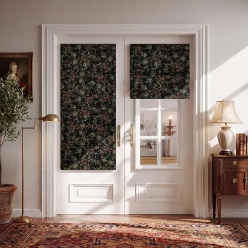 StangH Persiana romana floral sin cordones con magnético, persiana de terciopelo botánico vintage para puertas, filtro de luz, privacidad para