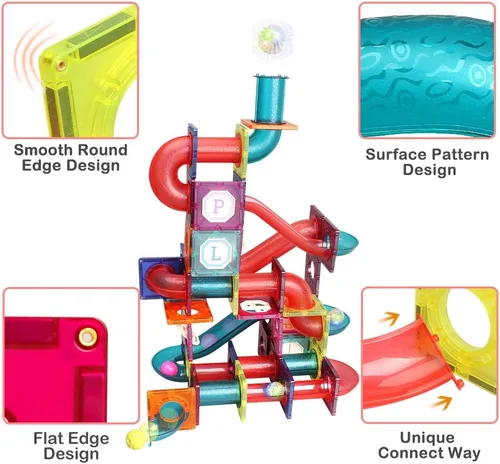 Miniatura 3 de Azulejos magnéticos, bloques magnéticos de tubo de 125 piezas para niños pequeños, juguetes de imanes transparentes 3D, juguete STEM para niños