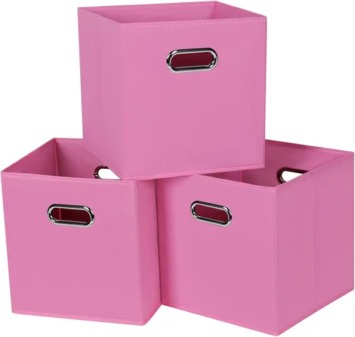 Miniatura 24 de Cubos de almacenamiento de tela – 13 x 13 x 13 pulgadas, cubos organizadores plegables con asas dobles – juego de 6, color azul
