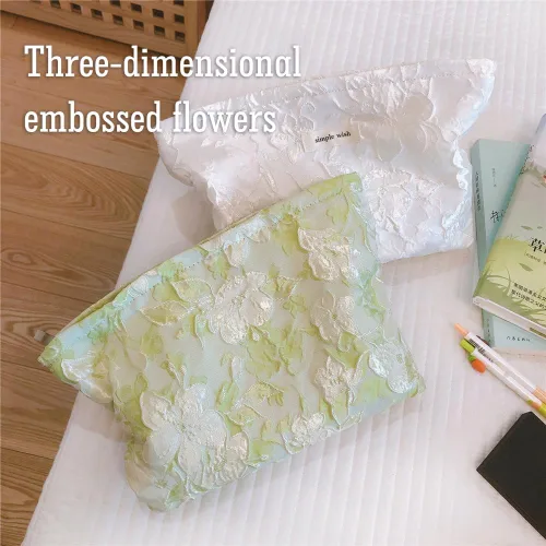 Miniatura 3 de STARDW Bolsa de maquillaje estética floral para mujeres y niñas, bolsa de aseo de viaje con cremallera de gran capacidad, bolsa organizadora