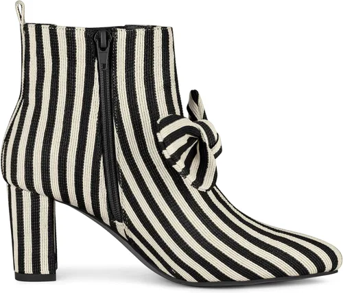 Miniatura 7 de Allegra K Botines de tacón grueso a rayas con cremallera y punta puntiaguda para mujer