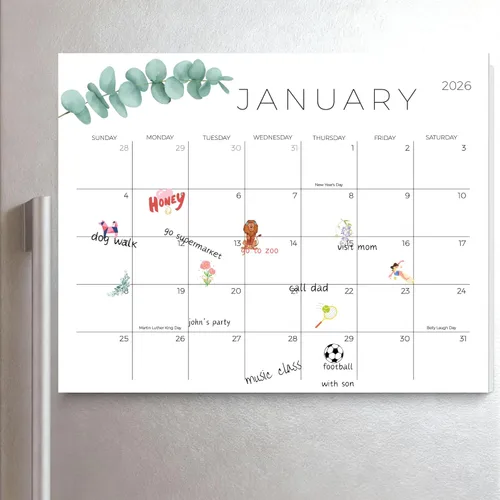 Calendario de refrigerador 2026-2027, calendario magnético de 18 meses para refrigerador, calendarios de refrigerador de papel grueso con imán