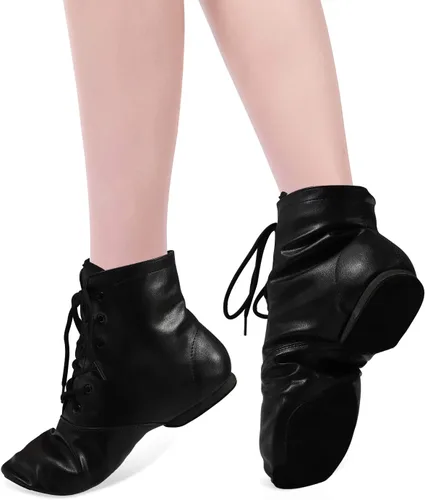 Miniatura 4 de Botas de jazz para niños, zapatos de baile de cuero con suela dividida para niñas y niños (niños pequeñosniños grandes)