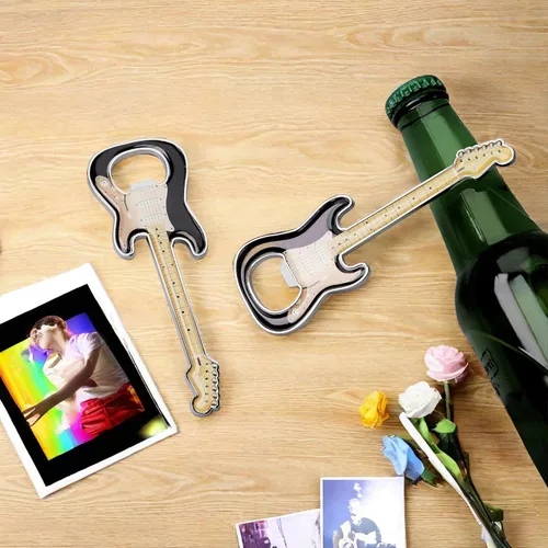 Miniatura 4 de Abridor de botellas de cerveza, 2 piezas, abridor de botellas en forma de guitarra, regalo de guitarra, accesorios de cocina para bebedores, amantes