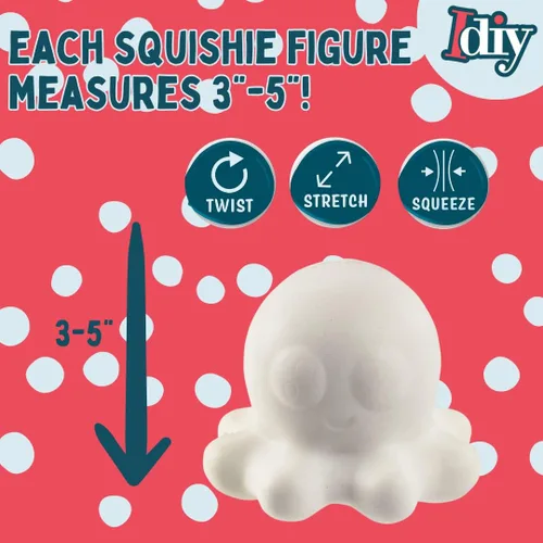 Miniatura 5 de Idiy Kit de manualidades Jumbo Squishy Toys (paquete de 8 animales marinos) – Pinta tus propios Squishies de levantamiento lento DIY Ocean Art Set