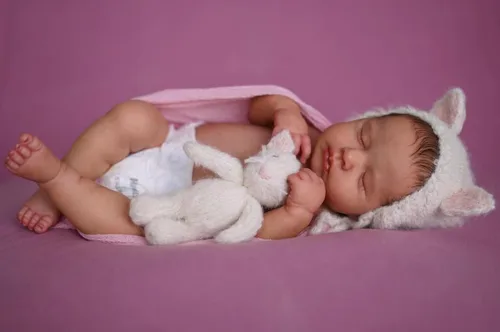 cosheng Muñecas de bebé recién nacido de silicona de cuerpo completo de 20 pulgadas, muñeca realista de bebé recién nacido, juguete para dormir de