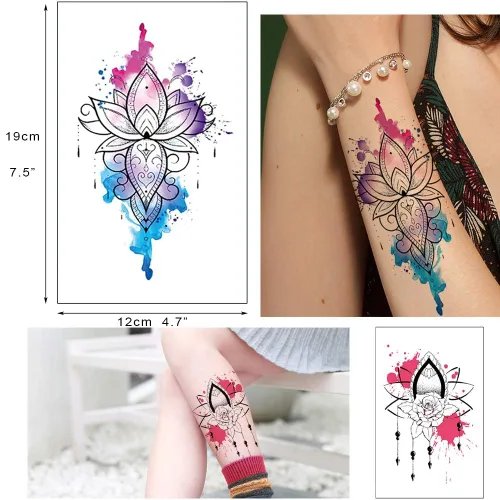 Miniatura 3 de Glaryyears Tatuaje temporal de flores de acuarela para mujeres y niñas, calcomanías realistas de larga duración, paquete de 10 tatuajes falsos