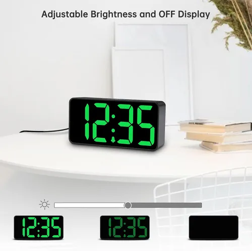 Miniatura 3 de DreamSky Reloj despertador digital pequeño para dormitorio, pantalla de números grandes grandes con atenuador de brillo, reloj eléctrico de mesita