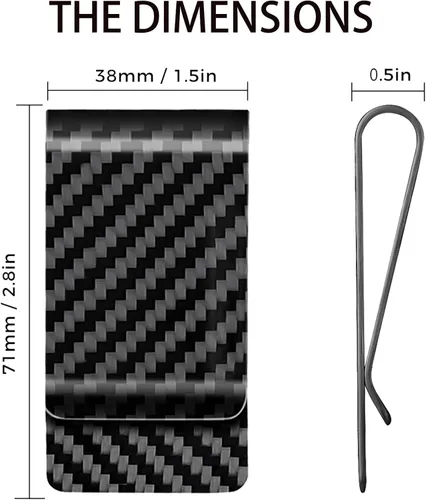 Miniatura 7 de CL CARBONLIFE Billetera de fibra de carbono con clip para dinero en efectivo y tarjeta de crédito, clip minimalista súper delgado y ligero