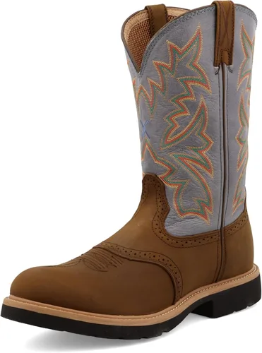 Miniatura 10 de Twisted X mens 12" Pull on Soft Toe Western Work Boot Taupe & Bomber