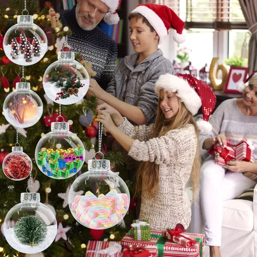 Miniatura 3 de 12 piezas de 60 mm Adornos de bolas de Navidad transparentes de plástico, 2.36'' redondas, de plástico transparente rellenables, DIY