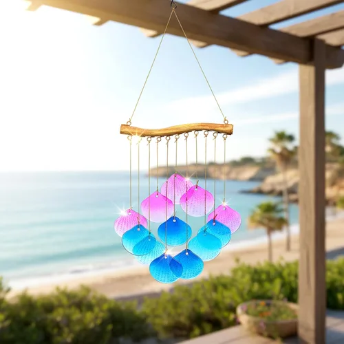 Miniatura 10 de Campanillas de viento de pez de cristal marino para exteriores, campanillas de viento únicas para exteriores, patio, playa, decoración de jardín