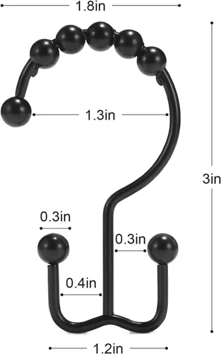 Miniatura 3 de Goowin - Ganchos para cortina de ducha, anillos de cortina de ducha de acero inoxidable, ganchos negros para cortina de ducha, anillos de cortina