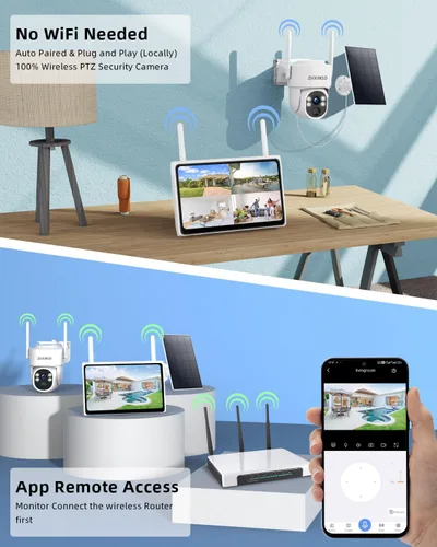 Miniatura 9 de Cámaras de seguridad solares inalámbricas para exteriores, sistema de cámara de seguridad para el hogar con batería FHD de 4 MP con monitor de 10