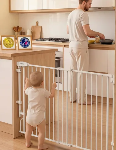 Miniatura 9 de Babelio Puerta de bebé extraíble y sin barra inferior, 29-43 pulgadas, 36 pulgadas de alto (requiere taladro), puerta de seguridad de cierre Negro