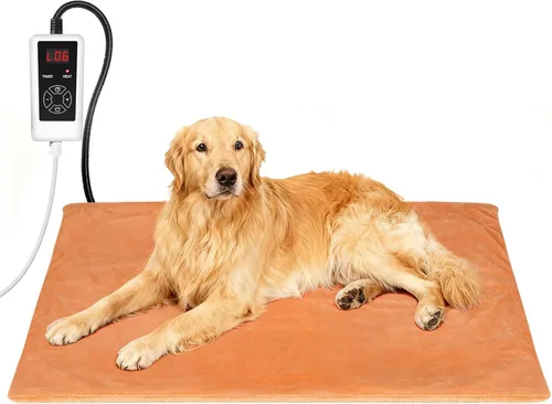 Miniatura 13 de RIOGOO Almohadilla térmica para mascotas, almohadilla térmica eléctrica para perros y gatos con temporizador, manta térmica para perros con 6 Azul