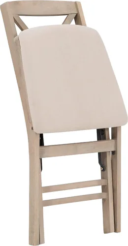 Miniatura 16 de Keira Silla plegable de madera gris lavado con asiento tapizado beige y respaldo clásico de madera X por Linon
