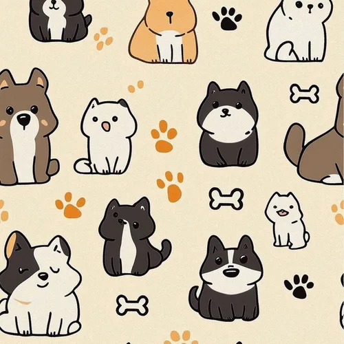 Miniatura 4 de HOMETITUTE Papel tapiz para mascotas mixto color beige, para despegar y pegar, bonito patrón de gato y perro, papel de contacto, papel de pared