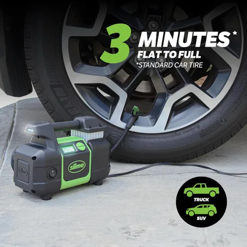 Miniatura 4 de Slime 40063 Inflador de Neumáticos, Compresor de Aire Portátil para Coche, SUV, 4x4, Elite de Servicio Pesado, Apagado Automático al Inflar