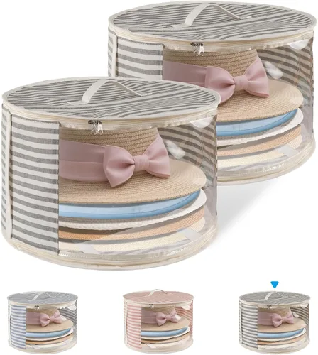Miniatura 10 de Bolsa Organizadora de Sombreros ComfortKeeper de 1 Paquete con Ventana Transparente, Capacidad para hasta 7 Sombreros, Organizador de Sombrero