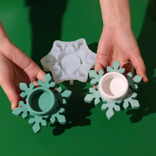 Miniatura 5 de BOOWAN NICOLE Portavelas de copo de nieve, moldes de hormigón, molde de silicona para decoración del hogar (SH0964)