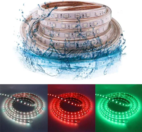 Miniatura 6 de Tira de luces LED RGB de alto voltaje, CA 110 V-120 V, 60 unidades SMD 5050 LED, control remoto, multicolor cambiante, impermeable, flexible
