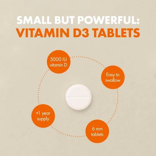 Miniatura 6 de Incite Nutrition Vitamina D 5000 IU - 400 Tabletas Micro de Vitamina D3 de fácil deglutición de alta potencia - Alto contenido en colecalciferol VIT