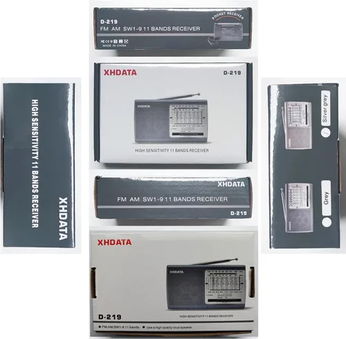 Miniatura 9 de XHDATA D219 Radio Portátil AM FM de Onda Corta Operada por Batería Pequeña Radio de Gran Recepción con Buen Sonido, Conector de Auriculares