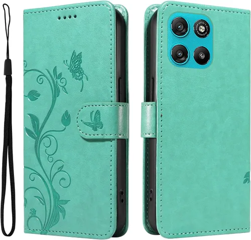 Miniatura 18 de Funda para Motorola Moto E22/E22i, piel sintética, con tarjetero y correa para la muñeca, a prueba de golpes, funda magnética para Motorola Moto Rojo