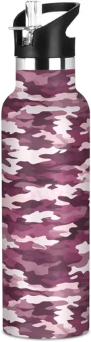 Miniatura 25 de Camouflage Gold Leakproof and BPA Free Reusable Water Bottle with Straw Lid Double-Wall Vacuum Insulation for Gym Sports 11