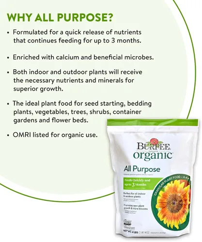 Miniatura 3 de Burpee Alimento Orgánico Granular de Propósito Natural de 4 Libras para Cultivar Plantas Fuertes Bueno para Huerto de Vegetales, Jardín de Flores