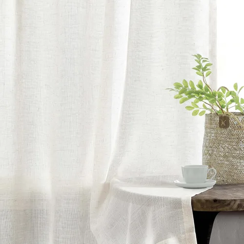 Miniatura 2 de WEST LAKE cortinas de lino natural con pinzas plegadas de 63 pulgadas de largo, 2 paneles, cortinas de estilo rústico para sala de estar