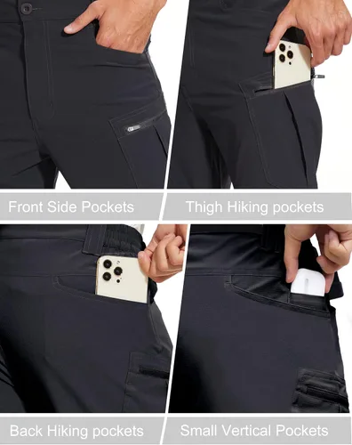 Miniatura 4 de NATUVENIX Pantalones de senderismo para hombre, pantalones tácticos de viaje para hombre, pantalones de pesca de secado rápido para hombre