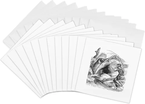 Miniatura 7 de 3dRose Tarjeta de felicitación - Baleine Un gran diccionario de criatura marina infernal Cut Out - Ilustración clásica - Criatura demoníaca
