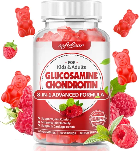 softbear Gomitas de condroitina de glucosamina, sin azúcar, glucosamina condroitina, MSM, suplemento con cúrcuma de saúco que apoya la salud de las