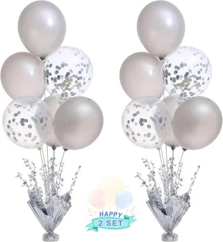 Miniatura 32 de 2 Juego de Globos de Mesa Negros con Spray de Aluminio para Centro de Mesa con Globos Negros y de Confeti, Kit de Soporte para Decoración de Mesa