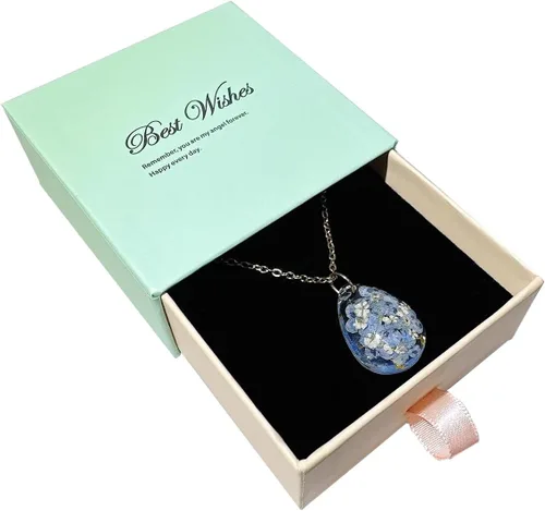 Miniatura 14 de Collar Forget Me Not – Collares de flores prensadas hechas a mano – Flores Forget-Me-Not que simbolizan el verdadero amor y respeto – Gran regalo