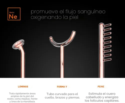 Miniatura 2 de NuDerma - Varita de terapia profesional para la piel - Máquina portátil de terapia de la piel con 6 varillas de neón y argón – Mejora tu piel