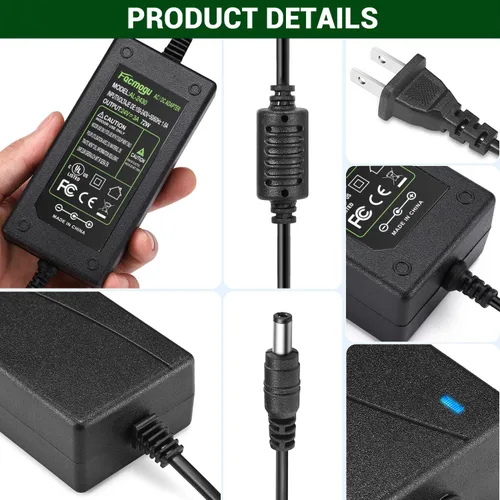 Miniatura 2 de Facmogu Adaptador Convertidor de Fuente de Alimentación 24V 3A 72W, Fuente de Alimentación 100-240V 50/60Hz AC a DC 24 Volt 3Amp, Enchufe DC