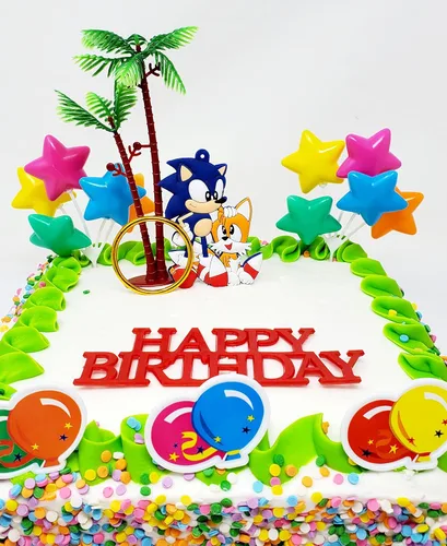 Miniatura 3 de Decoración para pastel de cumpleaños Sonic (diseño único)