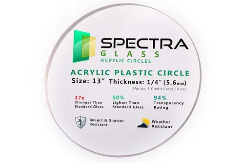 Miniatura 32 de Spectra Glass Círculo redondo acrílico transparente transparente de 22 pulgadas de diámetro y 1/4 pulgadas de grosor con máscara de película