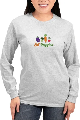 CafePress Eat Veggies Vegetarian Veganis Long Sleeve T Shirt Women's Long Sleeve Light T-Shirt